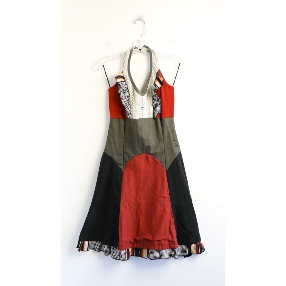 Creations Encore boho dress XS summer knee length V-neck peasant cottage upcycle